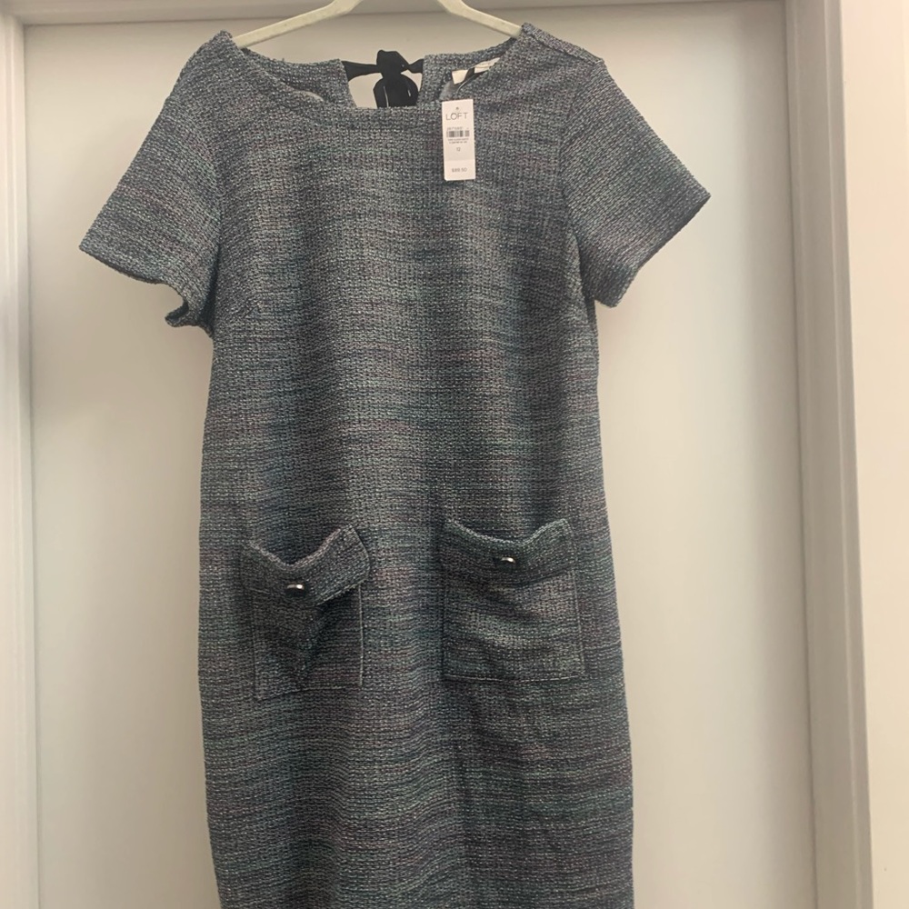 NWT Loft Boucle shift dress with pockets - size 12
